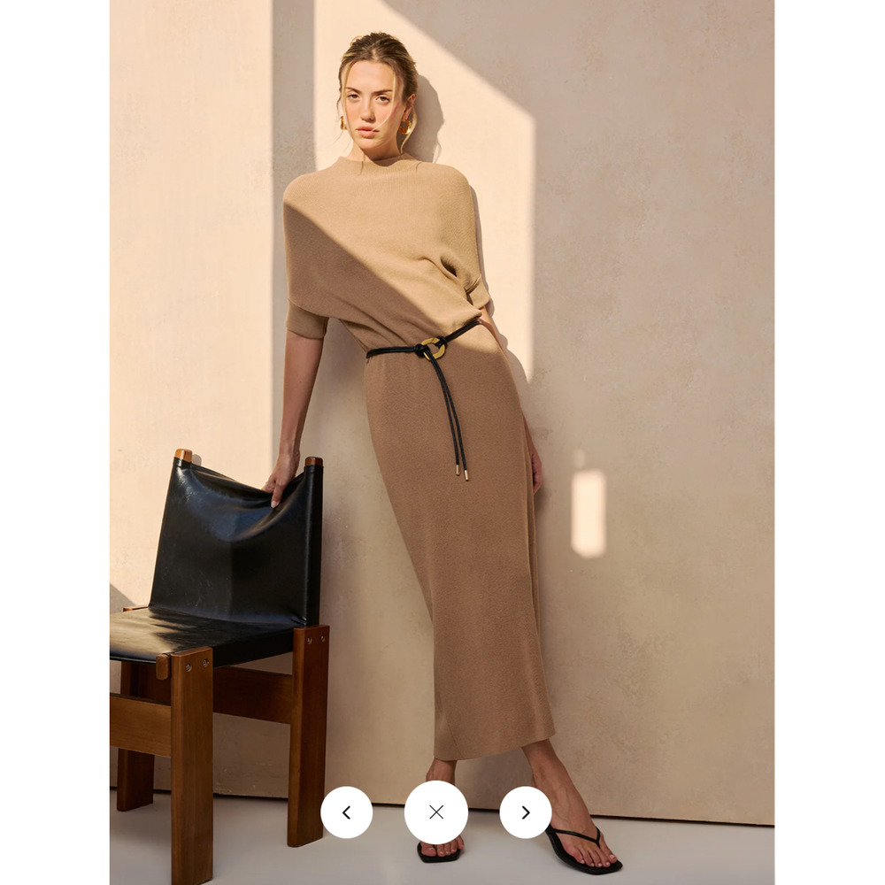 Copied - NWT Commense Belted Ribbed Knit Midi Dress Sz M - Picture 3 of 5